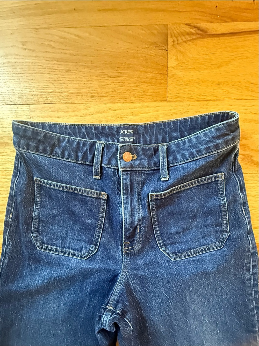 J.Crew Curvy Denim Wide Leg Jeans Dark Indigo Wide Leg High Rise Size 28P - Picture 4 of 10